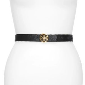 NWT $198 Tory Burch REVERSIBLE Belt in Black Leather and Gingham -Various Sizes!